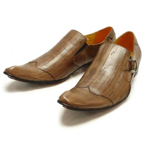 Fiesso by Aurelio Garcia Brown With Buckle Genuine Leather Loafer Shoes FI6394